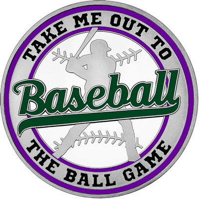 Dark Green "Baseball" with Purple Outer Circular Borders